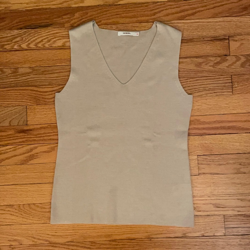 Rodier Slim V-Neck Beige Sweater Vest